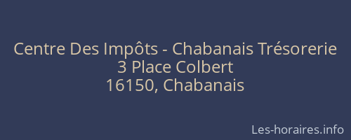 Centre Des Impôts - Chabanais Trésorerie
