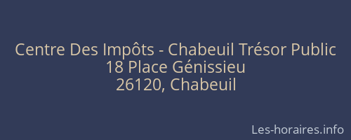 Centre Des Impôts - Chabeuil Trésor Public