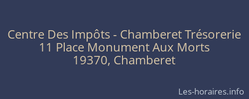 Centre Des Impôts - Chamberet Trésorerie
