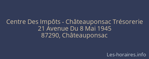 Centre Des Impôts - Châteauponsac Trésorerie