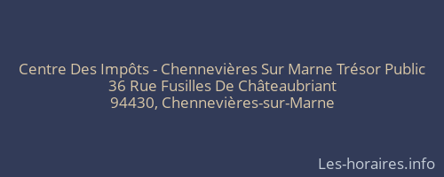 Centre Des Impôts - Chennevières Sur Marne Trésor Public