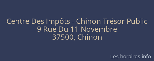 Centre Des Impôts - Chinon Trésor Public