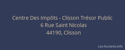 Centre Des Impôts - Clisson Trésor Public