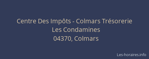 Centre Des Impôts - Colmars Trésorerie