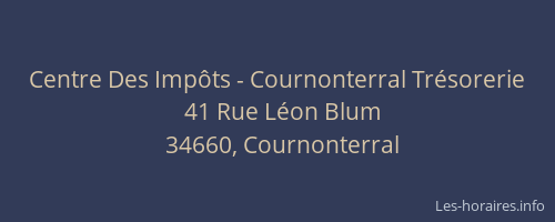 Centre Des Impôts - Cournonterral Trésorerie