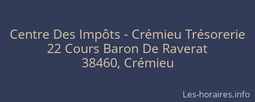 Centre Des Impôts - Crémieu Trésorerie