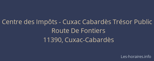 Centre des Impôts - Cuxac Cabardès Trésor Public