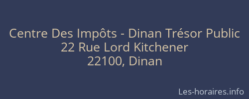 Centre Des Impôts - Dinan Trésor Public