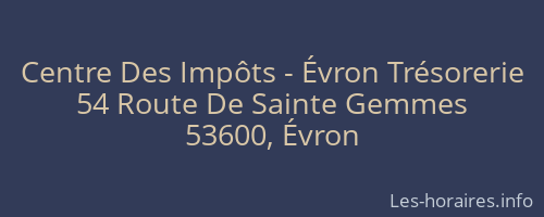 Centre Des Impôts - Évron Trésorerie