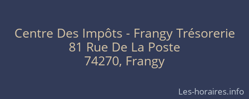 Centre Des Impôts - Frangy Trésorerie
