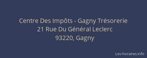 Centre Des Impôts - Gagny Trésorerie
