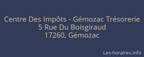 Centre Des Impôts - Gémozac Trésorerie