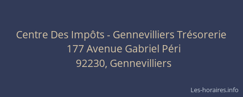Centre Des Impôts - Gennevilliers Trésorerie