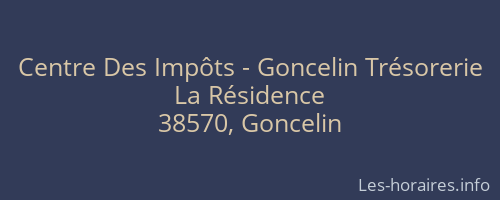 Centre Des Impôts - Goncelin Trésorerie