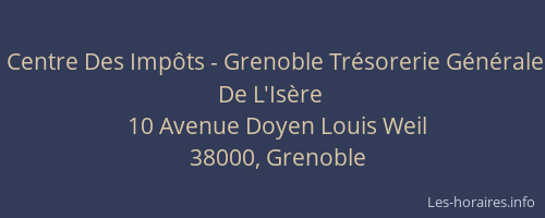 Centre Des Impôts - Grenoble Trésorerie Générale De L'Isère
