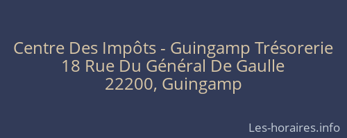 Centre Des Impôts - Guingamp Trésorerie