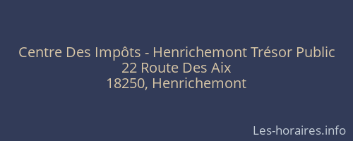 Centre Des Impôts - Henrichemont Trésor Public