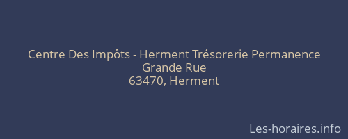 Centre Des Impôts - Herment Trésorerie Permanence