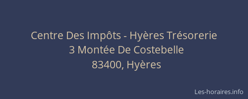 Centre Des Impôts - Hyères Trésorerie