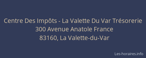 Centre Des Impôts - La Valette Du Var Trésorerie