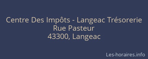 Centre Des Impôts - Langeac Trésorerie
