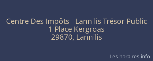 Centre Des Impôts - Lannilis Trésor Public