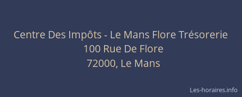Centre Des Impôts - Le Mans Flore Trésorerie