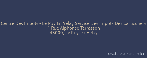 Centre Des Impôts - Le Puy En Velay Service Des Impôts Des particuliers