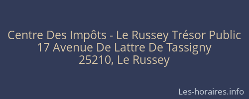 Centre Des Impôts - Le Russey Trésor Public