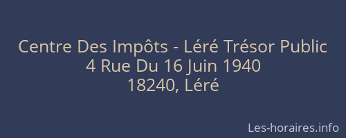 Centre Des Impôts - Léré Trésor Public