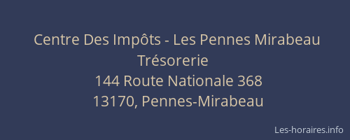 Centre Des Impôts - Les Pennes Mirabeau Trésorerie