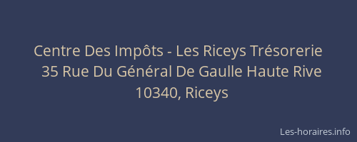 Centre Des Impôts - Les Riceys Trésorerie