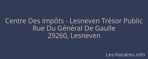 Centre Des Impôts - Lesneven Trésor Public