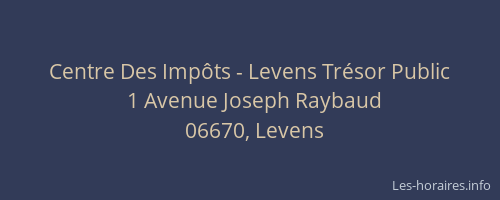 Centre Des Impôts - Levens Trésor Public