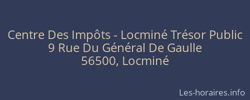 Centre Des Impôts - Locminé Trésor Public