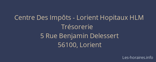 Centre Des Impôts - Lorient Hopitaux HLM Trésorerie