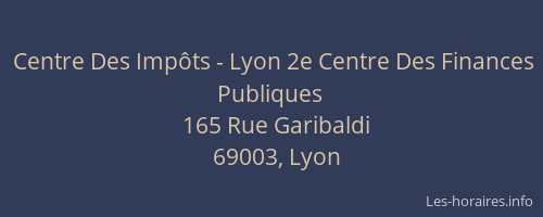 Centre Des Impôts - Lyon 2e Centre Des Finances Publiques