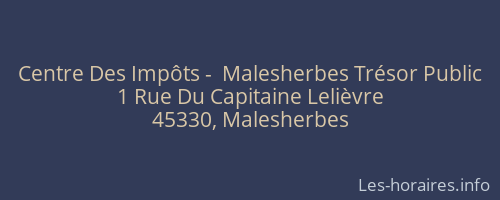 Centre Des Impôts -  Malesherbes Trésor Public