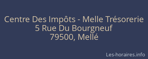 Centre Des Impôts - Melle Trésorerie