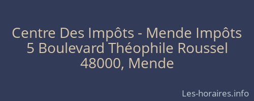 Centre Des Impôts - Mende Impôts