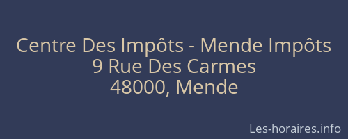 Centre Des Impôts - Mende Impôts