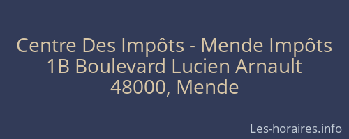 Centre Des Impôts - Mende Impôts