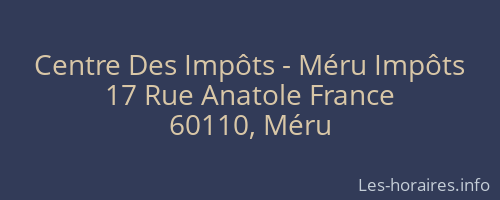 Centre Des Impôts - Méru Impôts