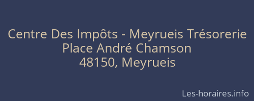 Centre Des Impôts - Meyrueis Trésorerie