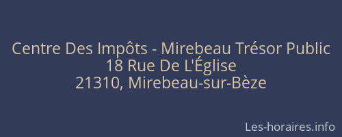 Centre Des Impôts - Mirebeau Trésor Public