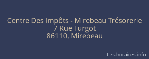 Centre Des Impôts - Mirebeau Trésorerie