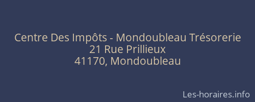 Centre Des Impôts - Mondoubleau Trésorerie
