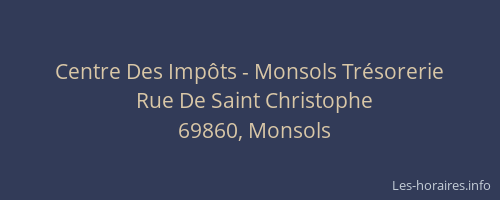 Centre Des Impôts - Monsols Trésorerie