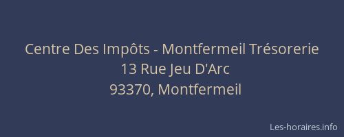 Centre Des Impôts - Montfermeil Trésorerie
