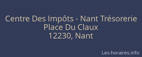 Centre Des Impôts - Nant Trésorerie